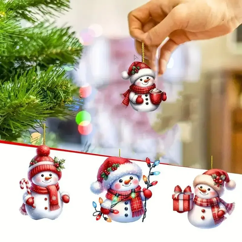 Christmas Snowman Acrylic Ornament with Lanyard 1 Christmas Snowman Acrylic Ornament with Lanyard