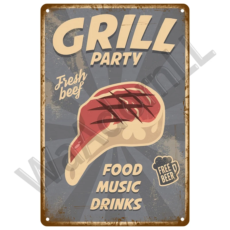 Vintage BBQ Zone Metal Sign Set of Six 21 Vintage BBQ Zone Metal Sign Set of Six - Image 21