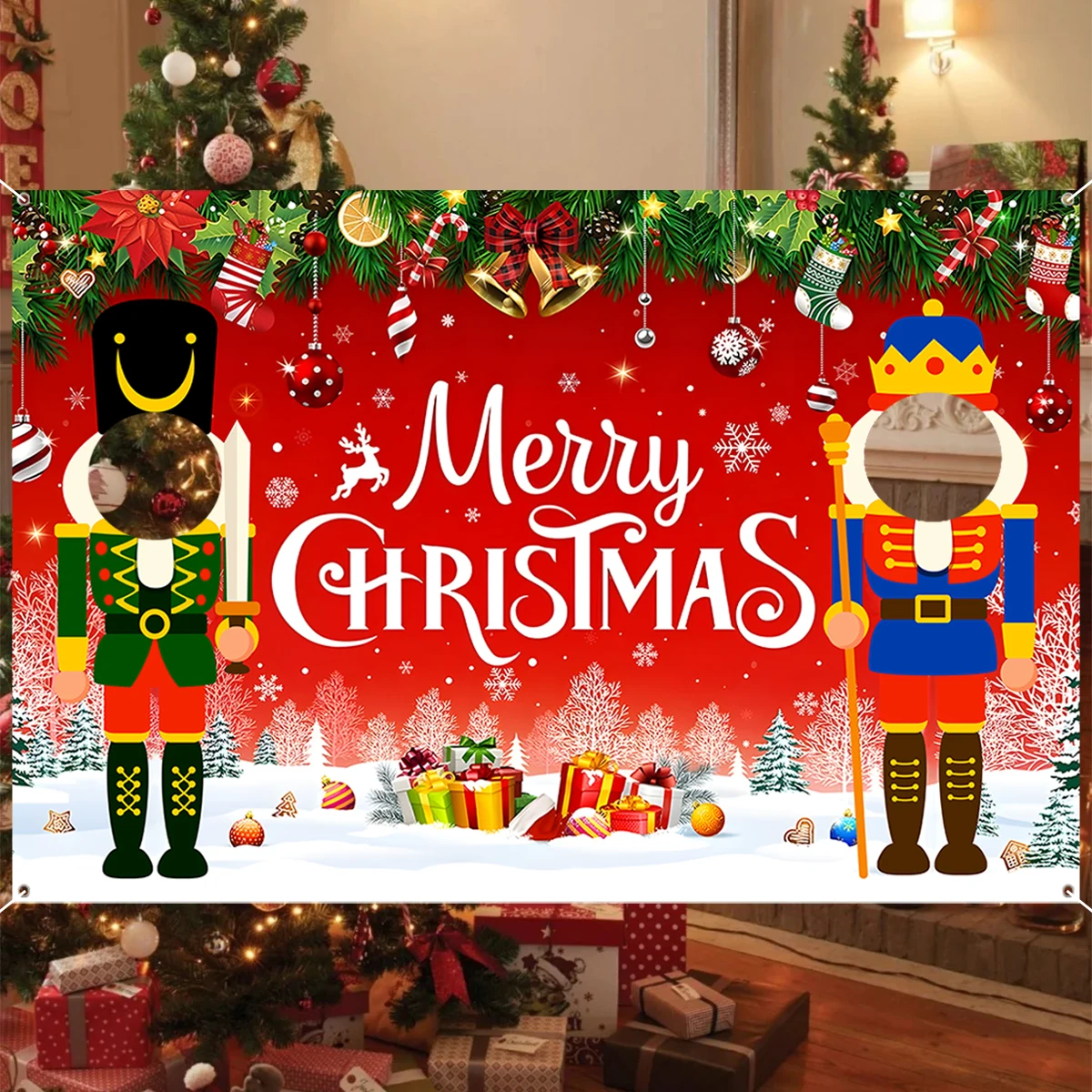 Festive Christmas Backdrop Cloth for Holiday Decor 2 Festive Christmas Backdrop Cloth for Holiday Decor - Image 2