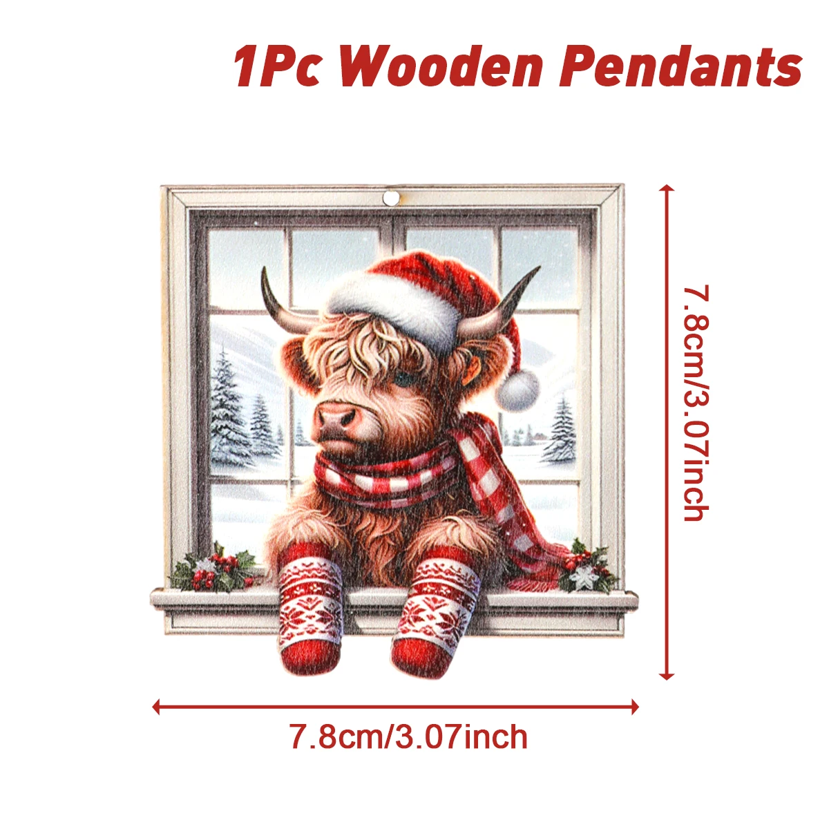 Festive Wooden Cow Pendant for Christmas 7 Festive Wooden Cow Pendant for Christmas - Image 7