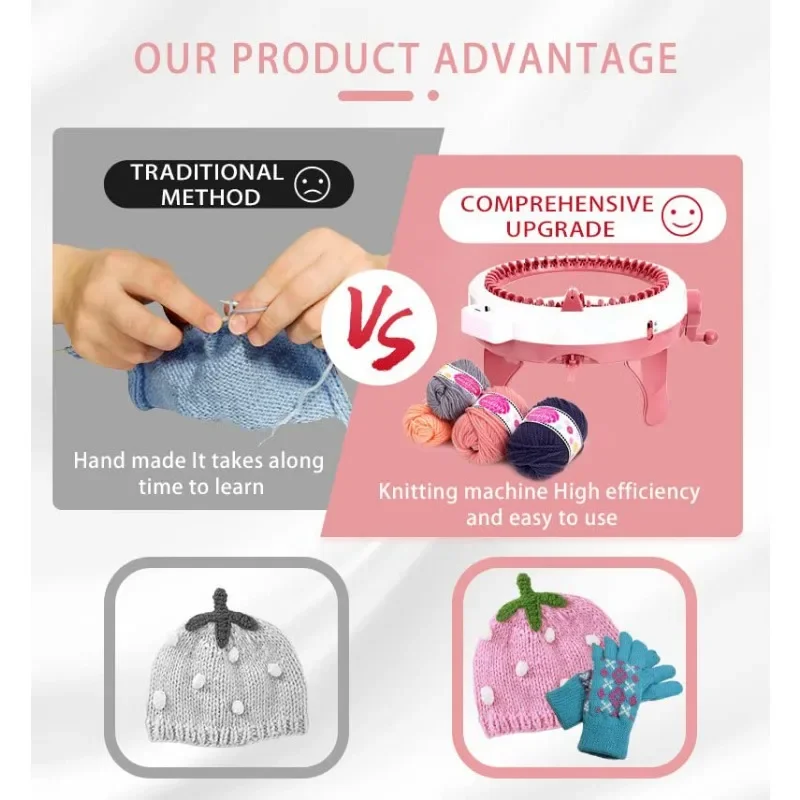 Pink and White Circular Knitting Loom Machine 6 Pink and White Circular Knitting Loom Machine - Image 6