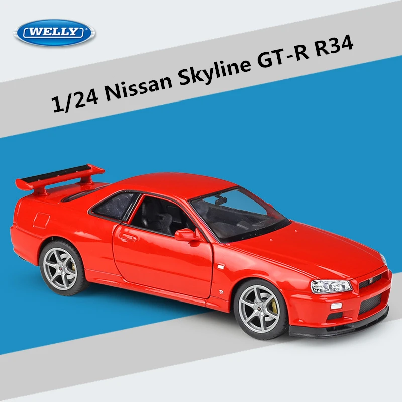 Blue Nissan Skyline GTR R34 Scale Model 1:24 9 Blue Nissan Skyline GTR R34 Scale Model 1:24 - Image 9