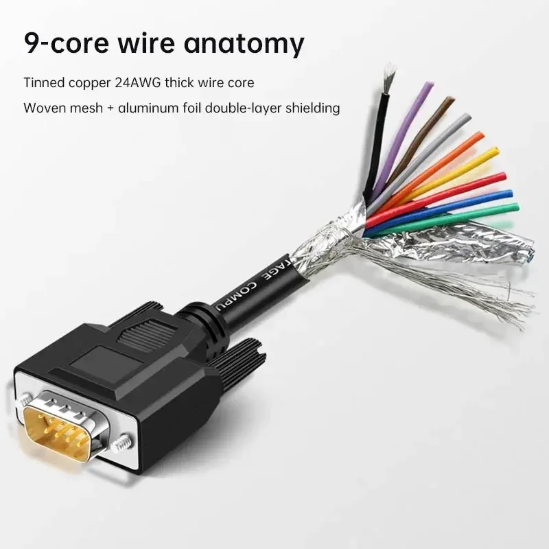 Black RS232 Connector Cable 0.5m-20m 3 Black RS232 Connector Cable 0.5m-20m - Image 3