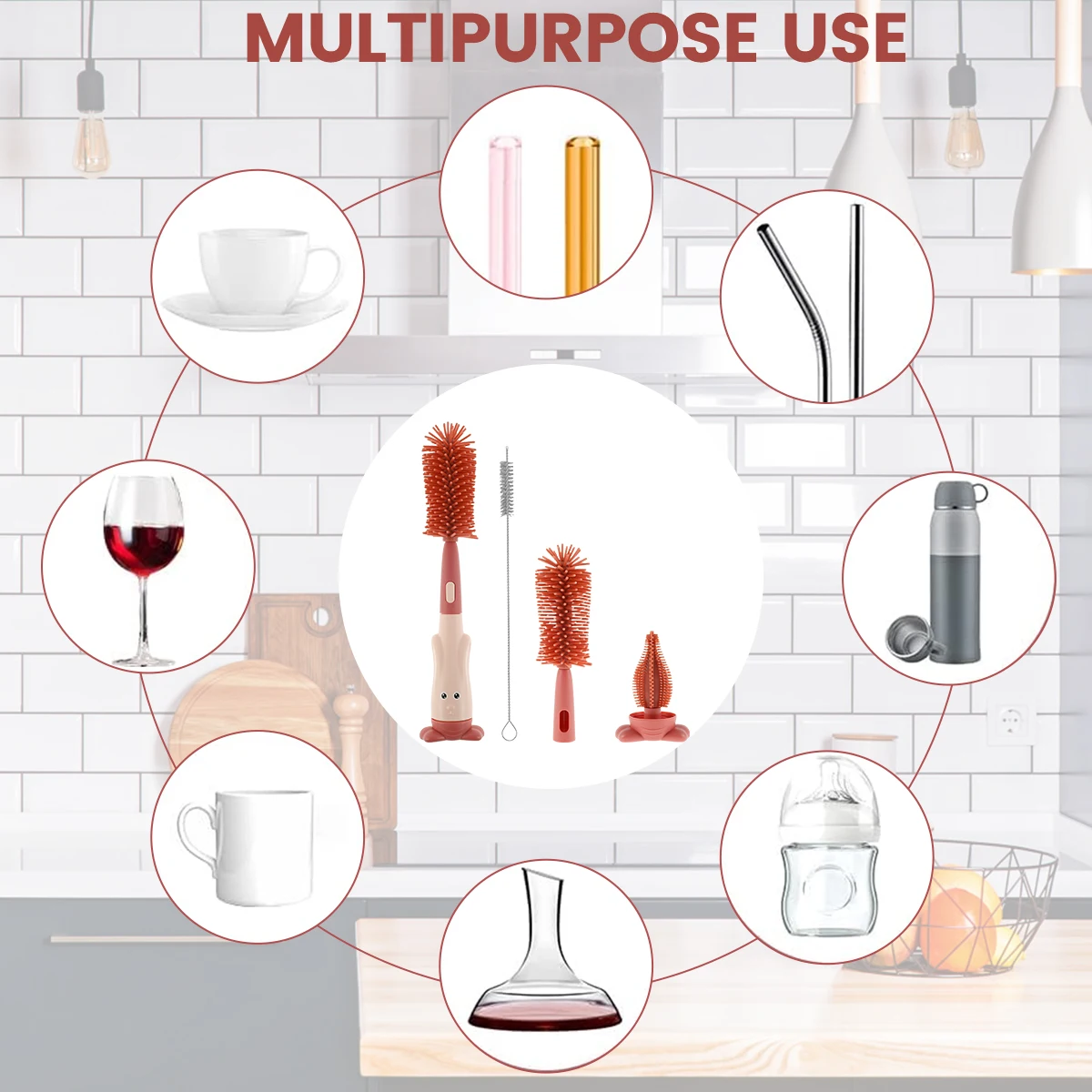 Silicone Baby Bottle Cleaning Set with Storage Stand 2 Silicone Baby Bottle Cleaning Set with Storage Stand - Image 2