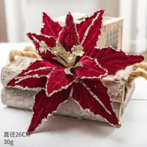 Artistic 26cm Glittered Christmas Poinsettia Ornament 14 Sf9898d70ebcf4f6990429d2247391f98W
