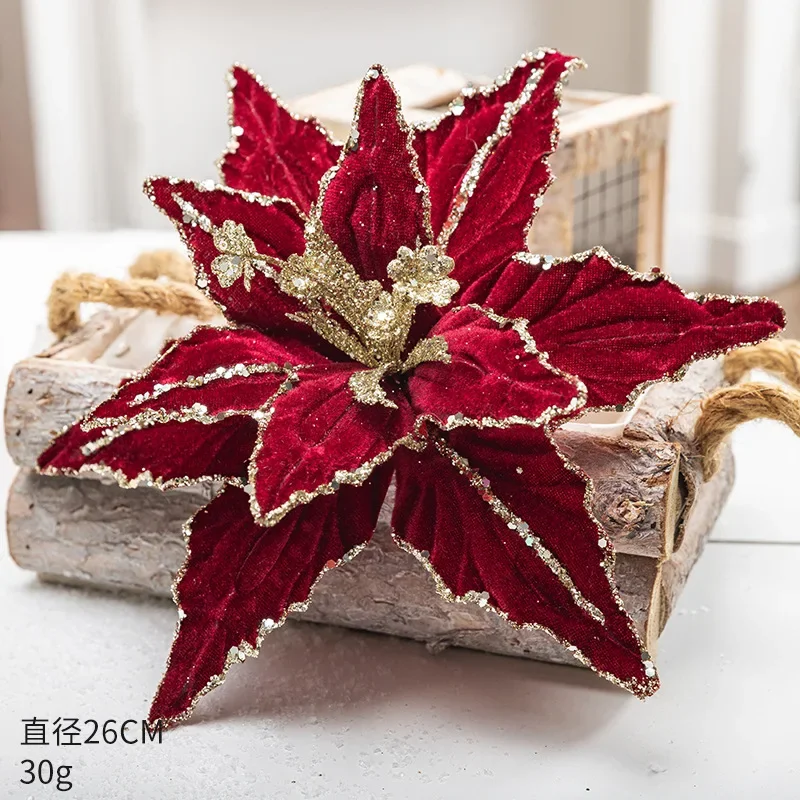 Artistic 26cm Glittered Christmas Poinsettia Ornament 6 Artistic 26cm Glittered Christmas Poinsettia Ornament - Image 6