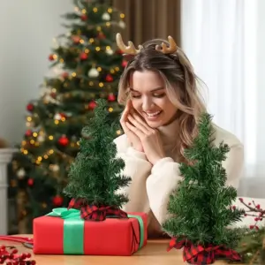 Mini Christmas Tree with Plaid Base in 15, 20, 30cm 11 Sf9a3a17861ca45a481a9f750c322aff3I