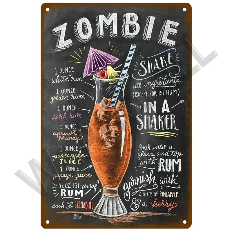 Vintage-Style Metal Cocktail Sign Plaque 20x30 cm 7 Vintage-Style Metal Cocktail Sign Plaque 20x30 cm - Image 7