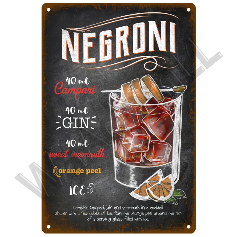 Vintage-Style Metal Cocktail Sign Plaque 20x30 cm 20 Vintage-Style Metal Cocktail Sign Plaque 20x30 cm - Image 20