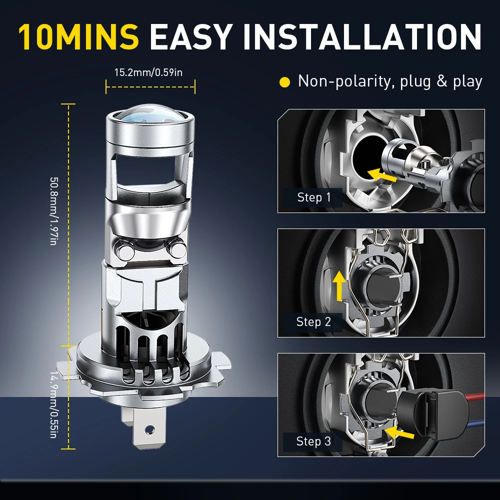 H7 LED Projector Headlight Bulbs 20,000 Lumens 6 H7 LED Projector Headlight Bulbs 20,000 Lumens - Image 6