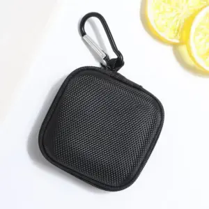 Portable Headphone Case with Carabiner in Grey