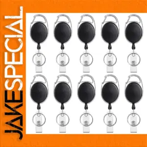 Set of 100 Black Retractable Badge Reels