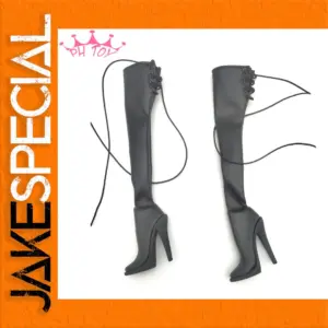 1/6 Scale Black High-Heeled Boots for Figures