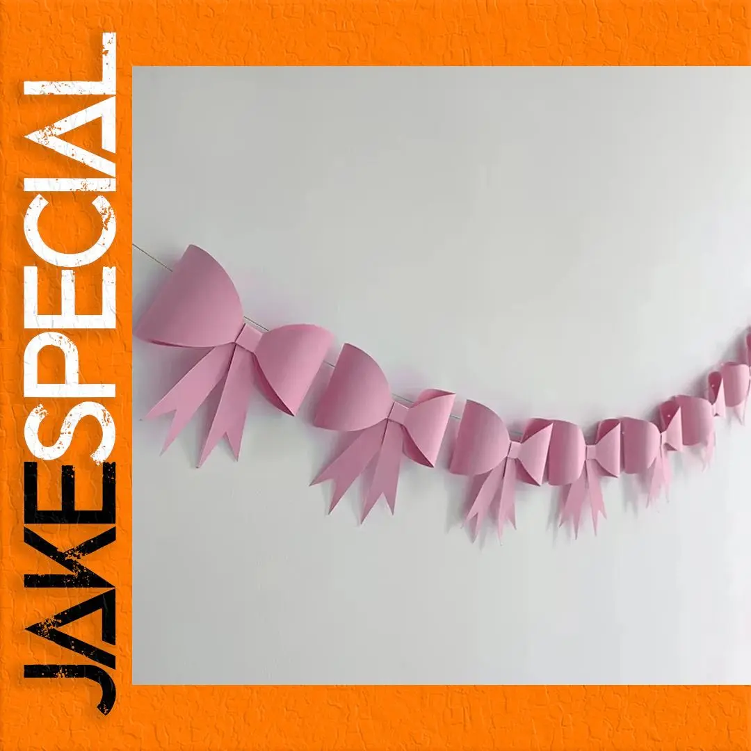 Pink Paper Garland Banner with Large Bows 1 Pink Paper Garland Banner with Large Bows