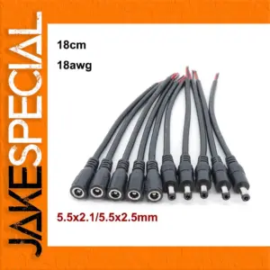 Black 18cm DC Power Cable Set for LED & CCTV