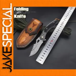 VG10 Damascus Steel Folding Knife with Case