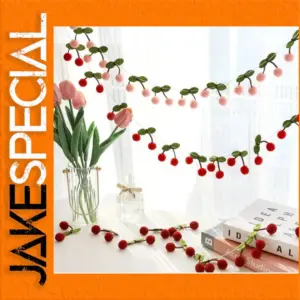 Cherry Felt Ball Garland for Home Decor