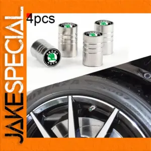 Skoda Car-Shaped Silver Tire Valves Set