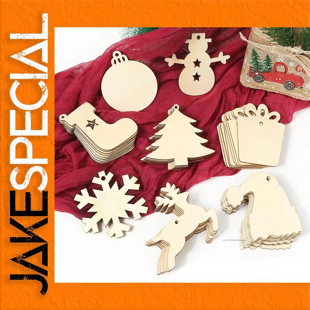 Unfinished Wooden Christmas Ornaments Set (10 Pieces) 1 Unfinished Wooden Christmas Ornaments Set (10 Pieces)