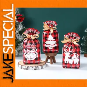Festive Christmas Drawstring Gift Bags 25/10pcs