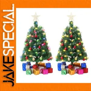 Miniature LED Christmas Tree with Ornaments and Lights