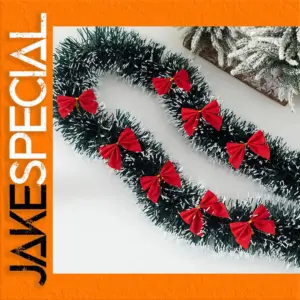 2M Festive Green Christmas Garland with Bows