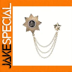 Gold Eight-Pointed Star Tassel Brooch