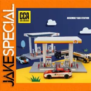 Gas Station Model 1:43 Scale with branded Vehicles