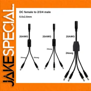 Black DC Splitter Cable 45cm, 5A, 2-4 Ports