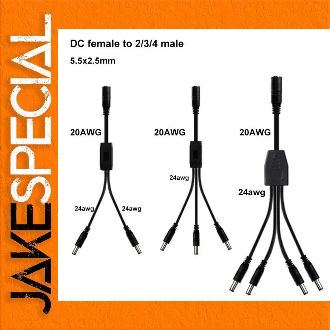 Black DC Splitter Cable 45cm, 5A, 2-4 Ports 1 Black DC Splitter Cable 45cm, 5A, 2-4 Ports