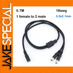 70cm Black DC Power Splitter Cable for CCTV
