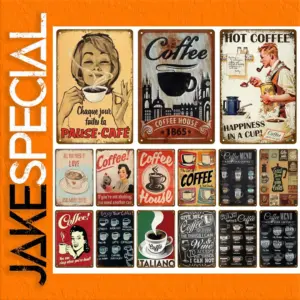 Vintage Metal Coffee Plaque Sign 20 x 30 cm