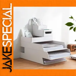 White Office Desktop Organizer with A4 Capacity
