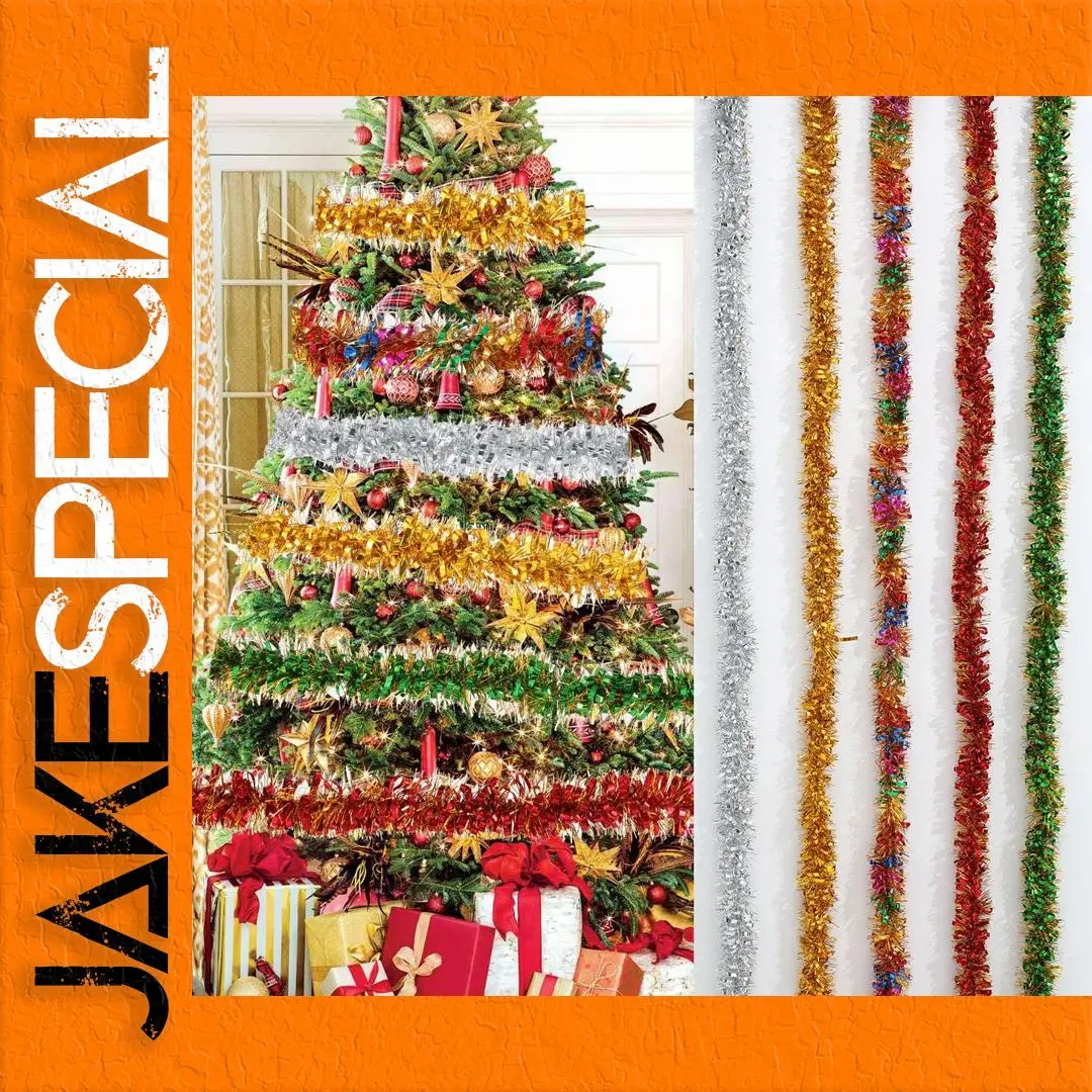 Festive Christmas Glitter Tinsel Tassel Garland 1 Festive Christmas Glitter Tinsel Tassel Garland
