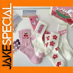 Colorful Women's Cotton Socks Set with Playful Patterns