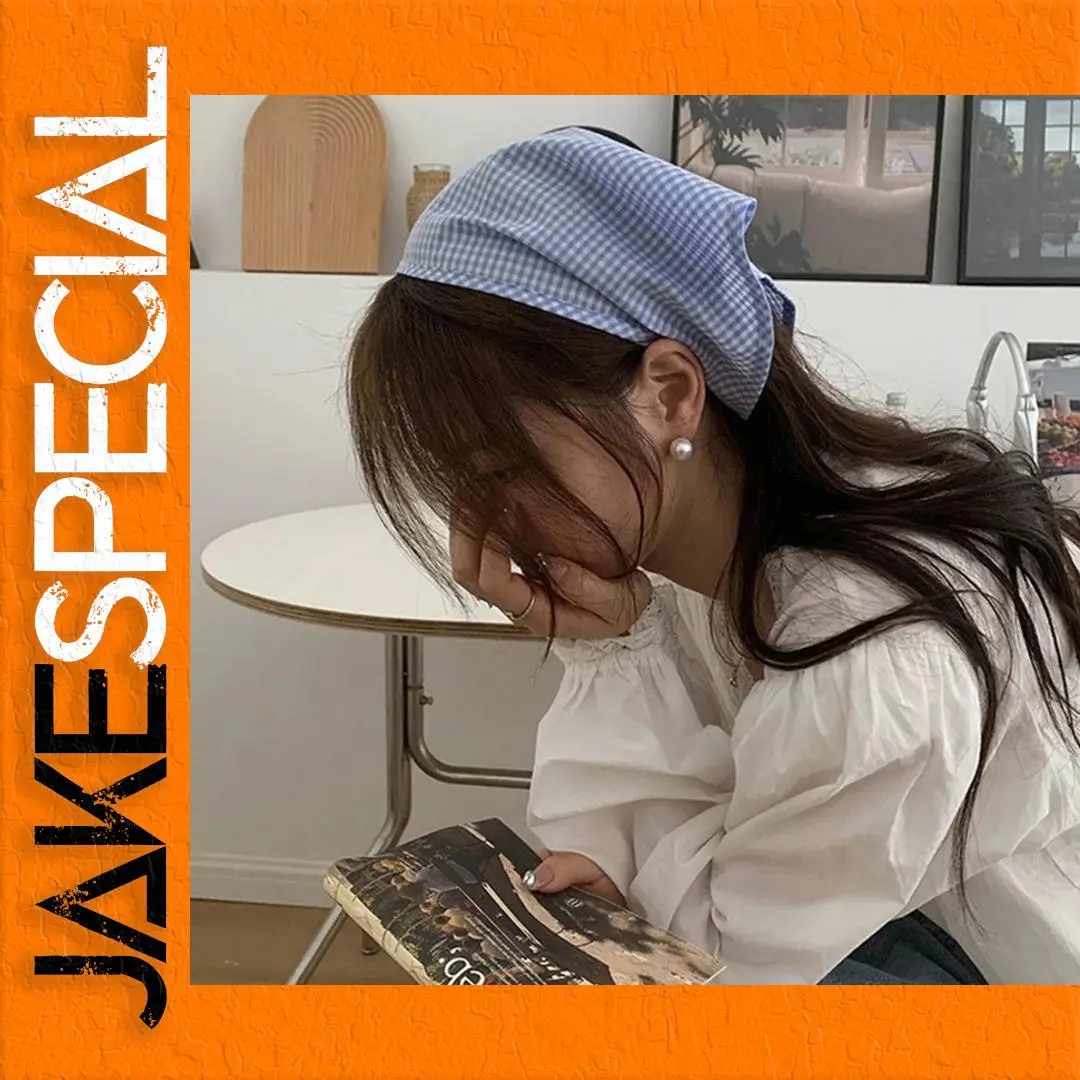 Bohemia Light Blue Checkered Headscarf 1 Bohemia Light Blue Checkered Headscarf