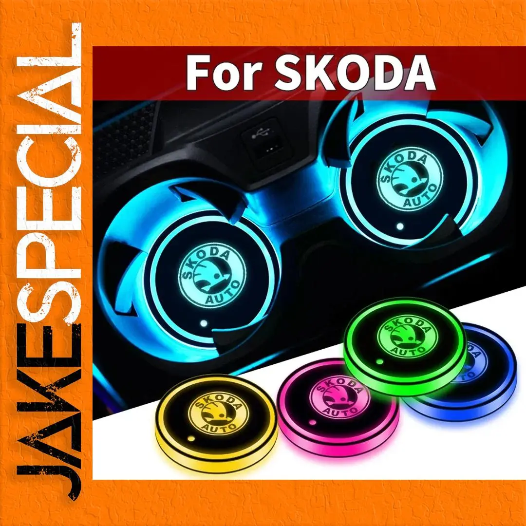 Colorful RGB LED Car Cup Holder Pad for Skoda 1 Colorful RGB LED Car Cup Holder Pad for Skoda