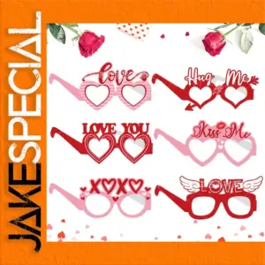 Red Heart-Shaped Valentine's Glasses Set of Six