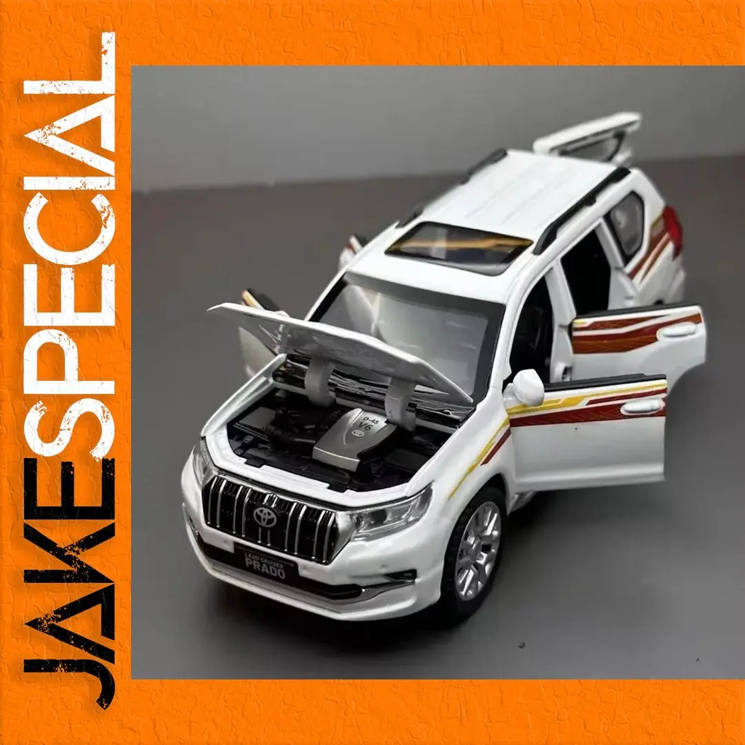 White Toyota Prado Land Cruiser Diecast Model 1:24 Scale 1 White Toyota Prado Land Cruiser Diecast Model 1:24 Scale