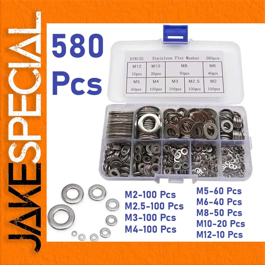 Stainless Steel Washer Set 580 pcs M2-M12 1 Stainless Steel Washer Set 580 pcs M2-M12