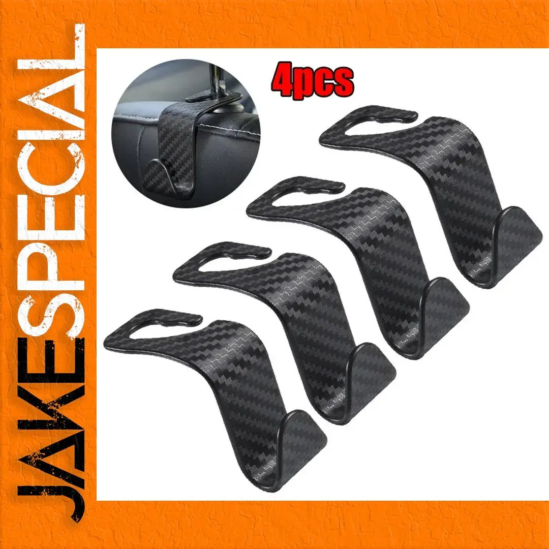 Car Seat Headrest Hooks – Universal Fit, Black or Carbon 1 Car Seat Headrest Hooks – Universal Fit, Black or Carbon