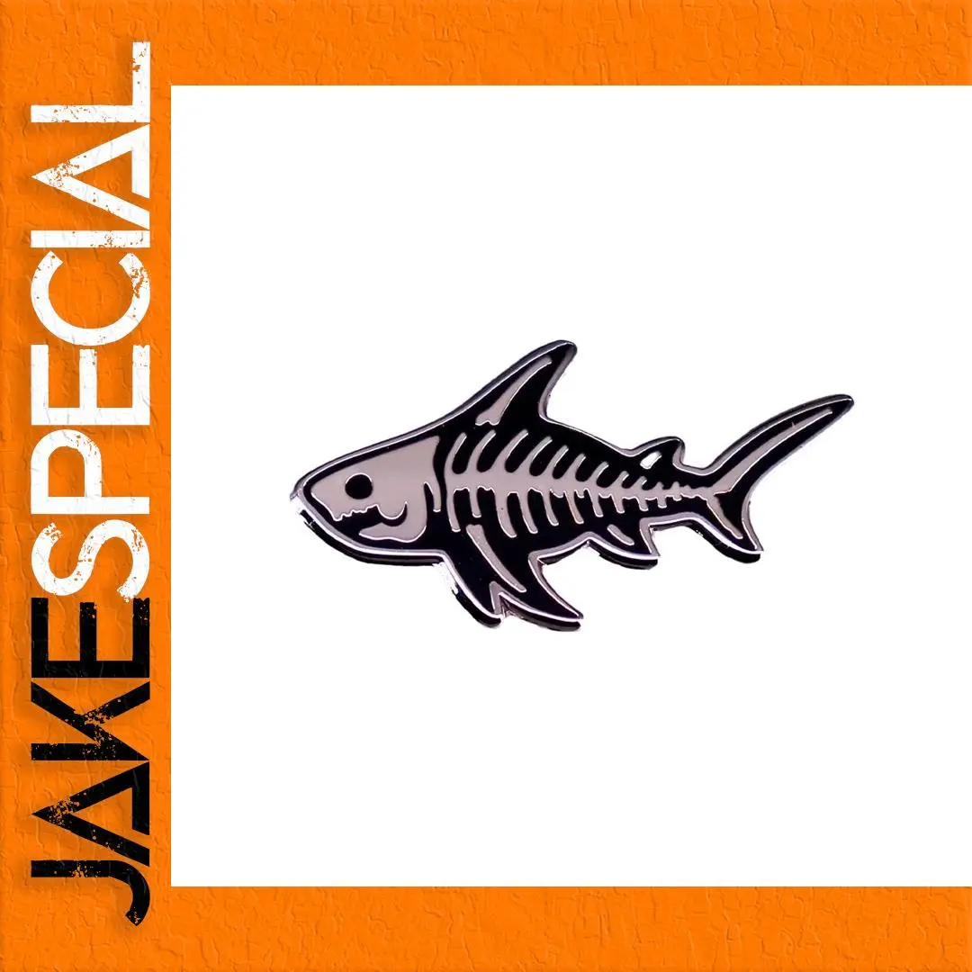 Shark Skeleton Punk Gothic Brooch Badge 1 Shark Skeleton Punk Gothic Brooch Badge