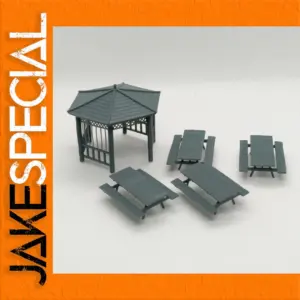 1:87 Scale Town Park Gazebo and Picnic Tables