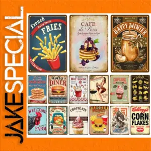 Vintage Metal Wall Signs for Diner Decor