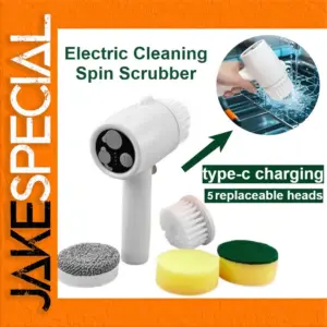 White Cordless Electric Spin Scrubber for Cleaning