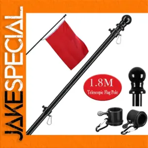 1.8m Stainless Steel Telescopic Flagpole Black White