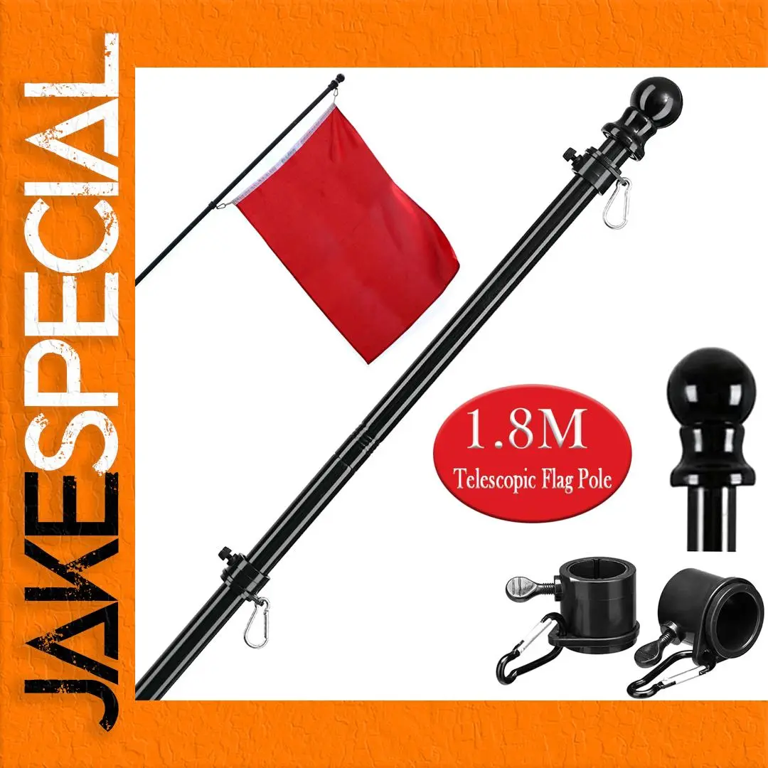 1.8m Stainless Steel Telescopic Flagpole Black White 1 1.8m Stainless Steel Telescopic Flagpole Black White