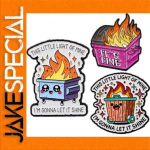 Cartoon Fire Dumpster Enamel Pin Set
