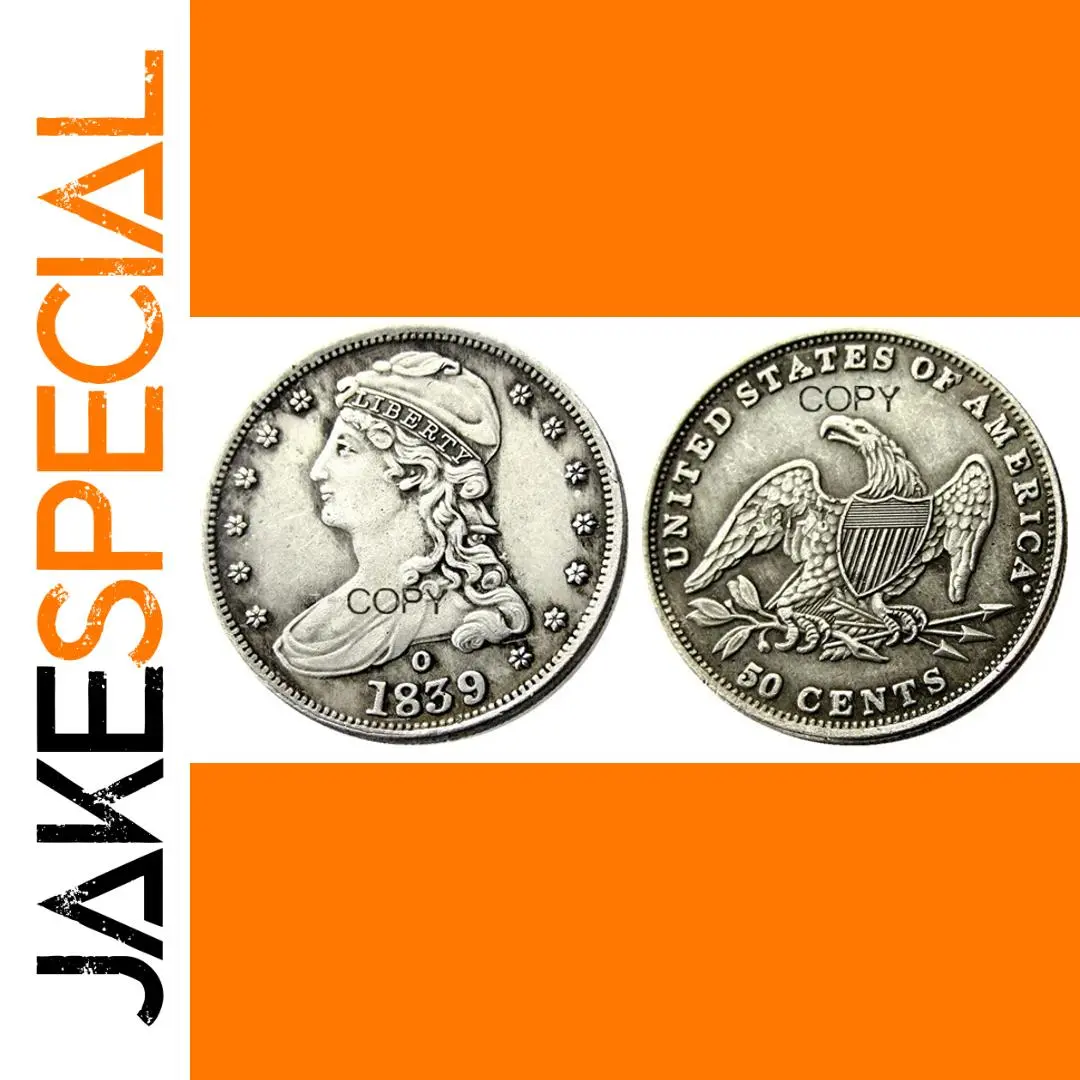 Vintage US Capped Bust Half Coin Replica 1838-1839 1 Vintage US Capped Bust Half Coin Replica 1838-1839