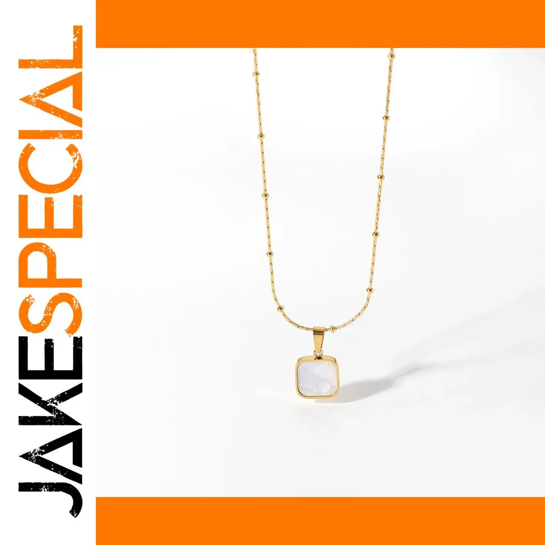 Gold-Tone Geometric Square Necklace in Stainless Steel 1 Gold-Tone Geometric Square Necklace in Stainless Steel